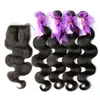 5 stks Kavel Cambodjaans Body Wave Hair With Sluiting Grade 8A Onverwerkte Menselijk Haar Weave 4 Bundels Toevoegen Top Kantsluitingen Natuurlijke kleur DySable