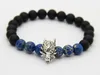 Nouvelle Arrivée Perlé Mens Stretch Bracelets En Gros Matte Agate, Blue Sea Sediment Stone Or et Argent Wolf Bracelets Mens Cadeau Bijoux