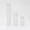 3 ml 5 ml 10 ml Kleine leeg Frosted Glass Parfum Roll On Roller Flessen met Zilveren GLB Servillable Fles Makeup Gereedschap F20172319