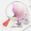 Newest Fashion Interchangeable Jewelry Style Sealife Starfish Cotton Tassel Charms Expandable Wire Snap Bangles Bracelets For Women Jewelry