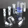 Verre Narguilés Cendrier Recycleur Double Nid D'abeille Perc 14mm 18mm Femelle Mâle Adaptateur pour Tuyau D'eau Bong