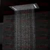 Wall Mounted Bath Shower Set with LED Ceiling Shower Head & Thermostatic Panel Luxury Bathroom Shower Rain Waterfall Bubble Mist H229j