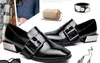 Moda marka tasarım ayakkabı kadın gri siyah kayma İngiliz tarzı Oxford ayakkabı lady toka kemer kadınlar için squard toes bezelye ...