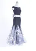 Ny svart standard Ballroom Dress Woman Ballroom Dance Competition Dresses ärmlös blomma tryckt vals