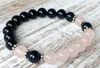 SN1037 Bracelet Mala de Yoga Design de mode Quartz Rose avec Bracelet en Agate noire bijoux populaires Whole254r