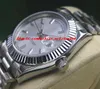 Luxury Klockor Mens Nib 40mm Vitguld 228239 Silver Stripe Automatisk Fashion Märke Mens Watch Armbandsur