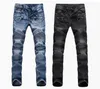 Jeans pour hommes Mode commerce extérieur bleu clair jeans noirs pantalons biker hommes laver pour faire le vieux pli Pantalon Casual Runway Denim