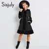 Wholesale- Sisjuly women european winter coats gothic long sleeve single breasted slim black hooded coat autumn solid jacket overcoats hot