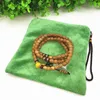 Professionele eenvoudige kleur rits handdoek tas sieraden opbergtas met pols touw portemonnee mannen boeddha kraal armband ketting verpakking pouch