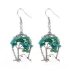 Creative Bird Tree of Life Dangling Earrings Fashion Personality Crystal Stone Earring Silver Plated Hooks Dangle Jewelry Handmade