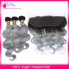 Virgin Peruvian Ombre Human Hair 3bundles z koronką 13x4 koronkową falę ciała przednich 1bgrey dwa tony ludzkie włosy z czołami Silver2608151