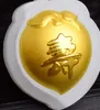 Gold Inlaid Jade Pendant Peach (Live). Talisman halsband hängsmycke