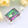 Luckyshine 10 Pcs Square Vintage Mystic Rainbow Topaz Gems 925 Sterling Silver Plated Wedding Jewelry For Women Pendants For Neckl198B