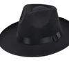 Wholeyoccas ao longo do chap￩u de inverno Vintage Jazz Cap Stage Visor Men British Sombreros para hombres Black Fedora Hats para Mens1199579