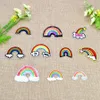 10 Stück/Set mehrfarbige Regenbogen-gestickte Aufnäher für Kleidung, zum Aufbügeln, Transfer-Applikation, Aufnäher für Taschen, Jeans, DIY, zum Aufnähen von Stickerei-Aufklebern