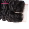 100% Malezya Derin Dalga Üst Frontal Kapatma Ücretsiz Bölüm 4 * 4 Hairpieces Virgin İnsan Saç Doğal Renk Boyat Edilebilir Ayrıca Toptan Çok Popüler