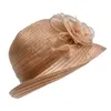 Couleur unie femmes été fleur Organza dôme melon chapeau de soleil bonnet de soleil Kentucky Derby Tea Party A2672755