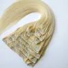 80g 120g 160g 220g 260g 280g 320g Clip in Hair Extensions #60/Platinum Blonde Brazilian Indian human Hair double Drown more colors