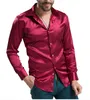 Wholesale-New Arrival Custom Made Any Colors Elastic Silk like Satin Men Wedding Shirt Groom Shirts Wear Bridegroom Slik Shirt For Men