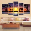 Modern Hand-painted wall art home decoration abstract Landscape Auspicious animal Tall wham oil painting 5pcs/set