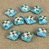 15mm Cube Cloisonne Beads Multi Colors Filigree Silver Blue Spacer Loose Beads For DIY Jewelry Bracelet Crafts & Charms Cloisonne Beads30pcs