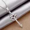 Совершенно новая мода цветок форма 925 серебряный кулон ожерелья STPN082B, лучший подарок фиолетовый драгоценный камень стерлингового серебра ювелирные изделия ожерелье