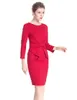 2017 Bow Doping Sheath Women Dress Elegant 3/4 Sukienki Sleeve 0917161