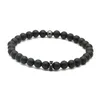 Vente en gros Summer Lady European American Fashion 6mm Matte Agate Stone avec Micro Inlay Black Zircons Spacer Cz Bracelets