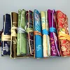 Portable Foldable Jade Silk Fabric Roll Jewelry Cosmetic Bag Travel 3 Zipper Pouch for Necklace Bracelet Ring Earring Storage Bag