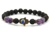 New Arrival 8mm Natural Amethyst & Lava Rock Stone Beads Protection Hamsa Bracelets, Nice Gifts for men and women