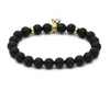 Pierre d'agate noire mate de qualité A, 8mm, 10 pièces/lot, breloques en or, perles CZ, jolis bracelets porte-bonheur, cadeau de fête, vente en gros