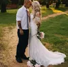 Romantico 2017 pizzo al largo della spalla sirena abiti da sposa lunghi economici bohemien giardino paese abiti da sposa su misura Cina EN82811