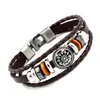 Mode Bloem Lederen Armband Charm Braid Wrap Bangle Cuffs Mens Armbanden Sieraden Gift