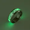 Banda de anel de dragão de aço inoxidável Fluorescent Glow in the Dark Dragon Tattoo Rings Jóias de moda para homens WOME Will e Sandy