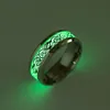 Banda de anel de dragão de aço inoxidável Fluorescent Glow in the Dark Dragon Tattoo Rings Jóias de moda para homens WOME Will e Sandy