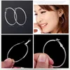 Simple S925 Silver exaggerated large circle earrings Diameter 2mm 3mm 4mm 5mm 6mm 7mm Hoop earrings for crazy girls cosplay Performance