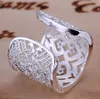 925 Sterling Silver Plaqué Coeur Anneau Pour Les Femmes Anneaux Ouverts Usine Prece Style Coréen Bijoux Accessoires Cadeau De Noël DHL