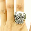 HELA LOTS TOP 50PCS VINTAGE SKULL snidade Biker Men's Silver Plated Rings smycken alla stora storlek187z