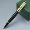 Klassischer Tintenroller in Schwarz und Gold mit Edelstein, für Schule, Büro, Schreibwaren, luxuriöse Schreibtintenstifte als Geschenk