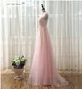 Pale Pink Evening Dresses Sexy Illusion Sheer with Applique Pearls Long Zipper Back Prom Dresses Party Gowns Cheap