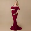 Abiti premaman per servizi fotografici Slash Neck Abito da gravidanza in cotone elasticizzato Abiti da gravidanza in jersey di grandi dimensioni