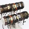 Band New Vintage Metal Leather Mens Womens Surfer Bracelet Cuff Wristband lots Mixed Style Alloy pendant Retro Jewelry Charm Bracelet