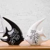 Couple Swallows Fish Vase Black White Fashion Ornements personnalisés en céramique personnalisés Fermé