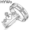 HYWo marques 1 paire argent plaqué Prince princesse couronne CZ cristal promesse bague ensemble paire pour amoureux Couple anneaux pour femmes hommes