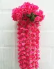 Um buquê 31QUOT Hydrangea Flower Bouquet Bouquet Garland Silk Vine Greenery para casa Decorativa em casa9587464