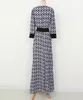 Hot Sale Ladies Summer Diamond Printed Slim Muslim 3/4 Sleeve O-Neck Maxi Dress Plus Size S-XL