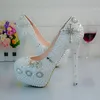 Crystal Wedding Shoes Cross Rhinestone Bridal Dress Shoes White Pearl Platform Shoes Birthday Party Prom Pumps Large Size 45