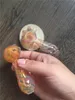 Partihandel 3inch Mini Billiga Gul Rainbow Glass Handrör Rök tobaksrör för rökning Herbal .Herbal Spoon Pipe Gratis frakt