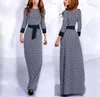 Hot Sale Ladies Summer Diamond Printed Slim Muslim 3/4 Sleeve O-Neck Maxi Dress Plus Size S-XL