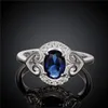 Kvinnors kärlek full diamant mode hjärtformad ring 925 silver ring stpr007-b helt ny blå ädelsten sterling silver pläterad 270A